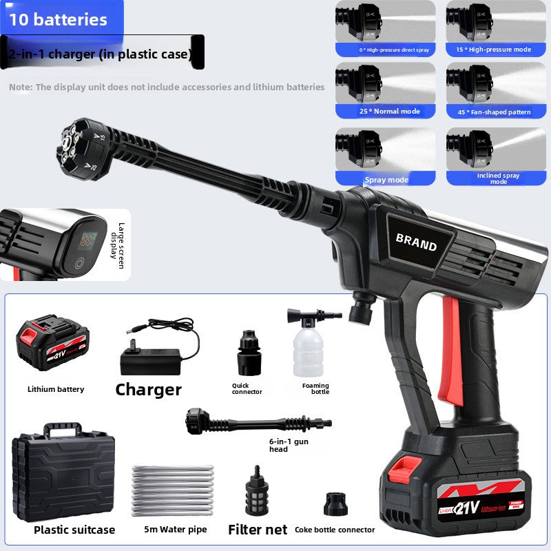 Cordless brushless high pressure car wash gun ready for outdoor cleaning