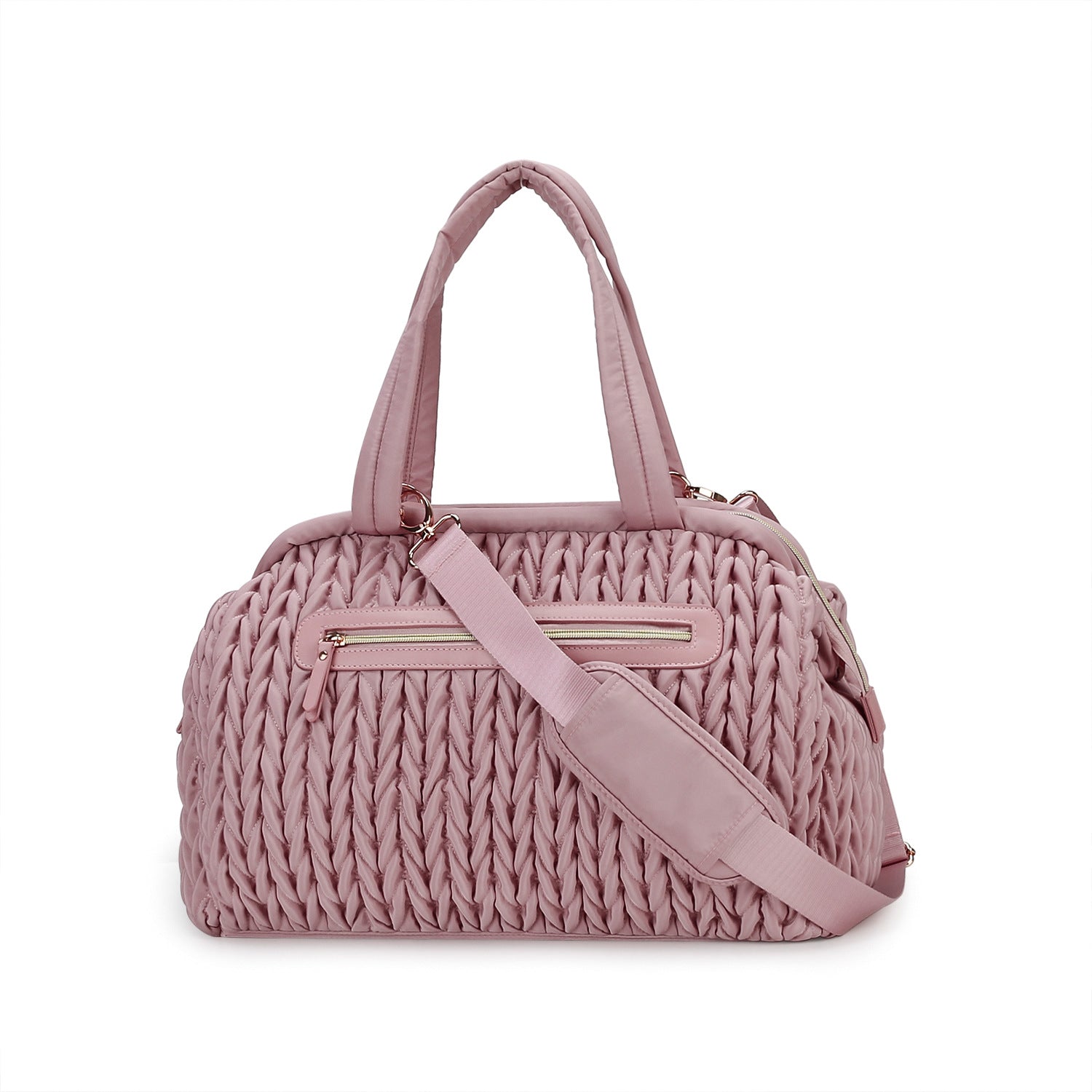 Quilted Embroidery Insulated Mother Baby Bag | soft lighting studio shot