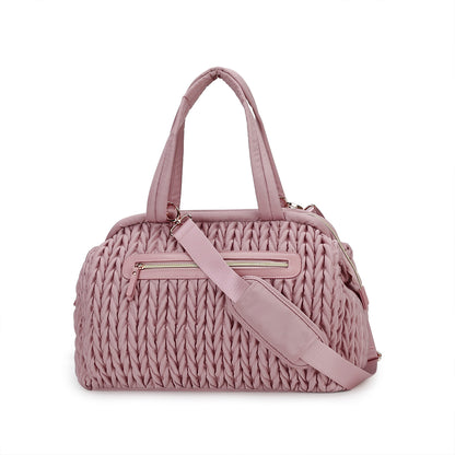 Quilted Embroidery Insulated Mother Baby Bag | soft lighting studio shot