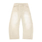 Cream carpenter pants flat product shot with side hammer loop and five pockets