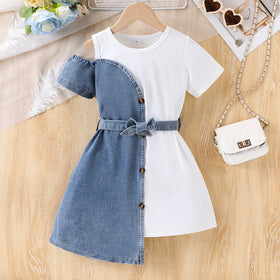 Patchwork-Jeanskleid mit