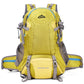 Yellow hiking backpack with hip belt, side mesh pockets and two front buckle straps, Yellow option
