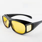 Not polarized yellow lens variant: black wraparound frame with yellow lenses and a side panel