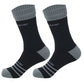 Waterproof black crew socks with a gray cuff, gray heel and gray stripes at the toe, size XL 47-50