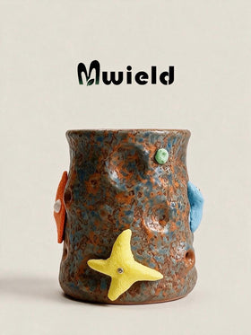 Handmade Ceramic Climbing Hold Mug with Speckled Glaze, 280 ml