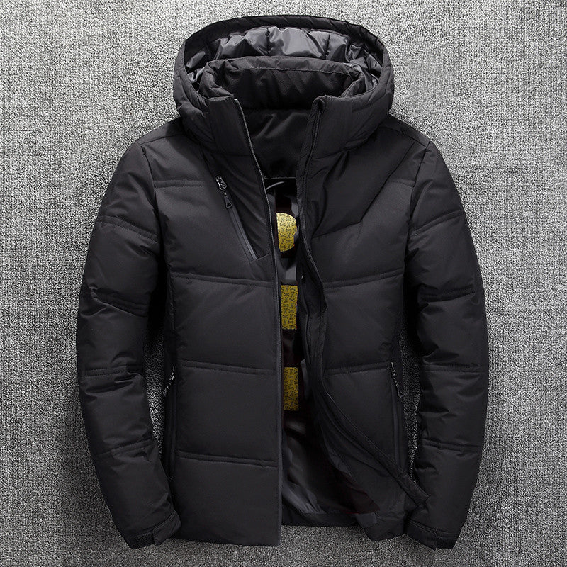 Black men's quilted hooded puffer jacket, variant photo for size XXXL