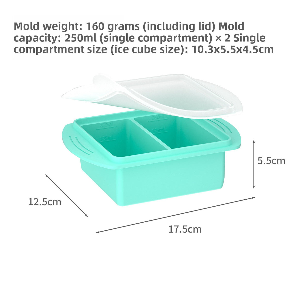 Flexible platinum silicone ice cube tray held flexed to pop out cubes for chilled drinks