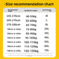 Size chart with recommended height and weight for sizes M to 7XL on a yellow background