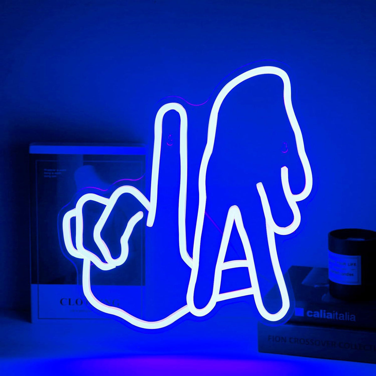 LED neon wall light sign, mounted on a bar wall