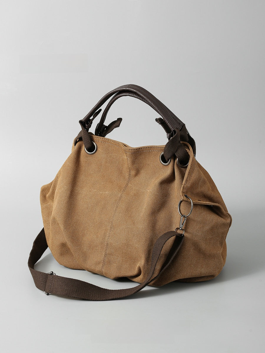 Canvas Tote Bag (Retro Brown) | side profile angle shot