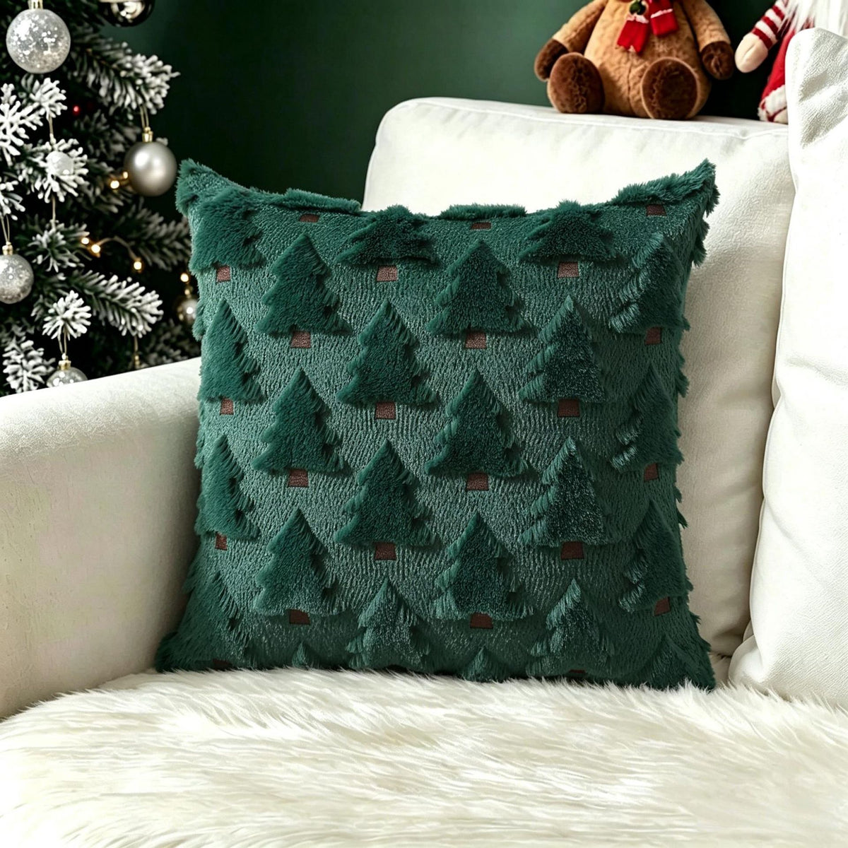 Plush carved cushion cover with a star motif carved into the short plush pile, view 37