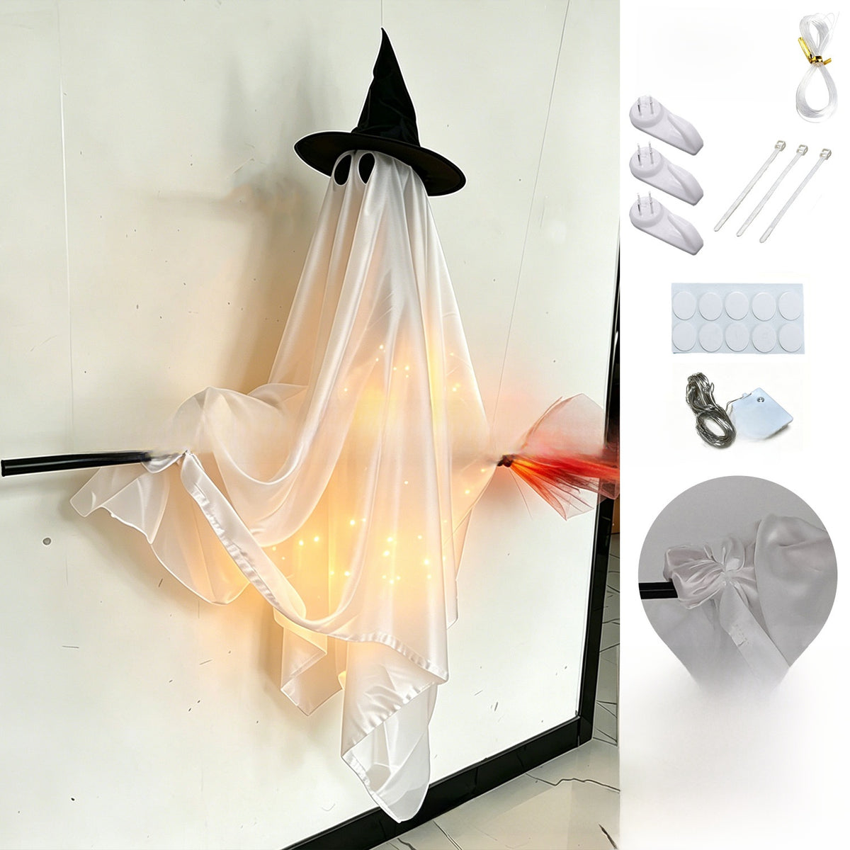 Remote control for the lit flying broom ghost Halloween decoration