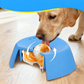 Overhead view of the dog slow feeder bowl with food tucked between the ridges