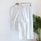 White men's style kimono style cotton gauze pajama set with side tie and patch pocket, size L variant image