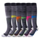Multipack of knee high compression socks in mixed colours and prints