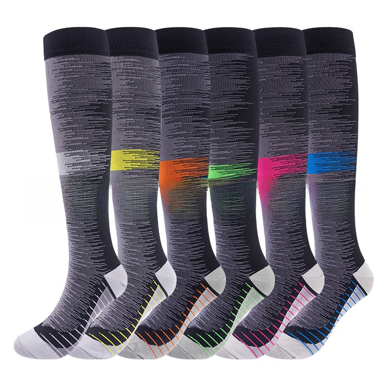Multipack of knee high compression socks in mixed colours and prints