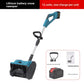 Blue cordless snow blower with 15-cell lithium-ion pack, one battery, charger and AU plug