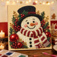 Snowman diamond painting with a black hat and striped scarf, Embroidery Hoop Snowman option