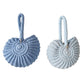 Handmade Woven Conch Shell Coin Purse | close up material texture