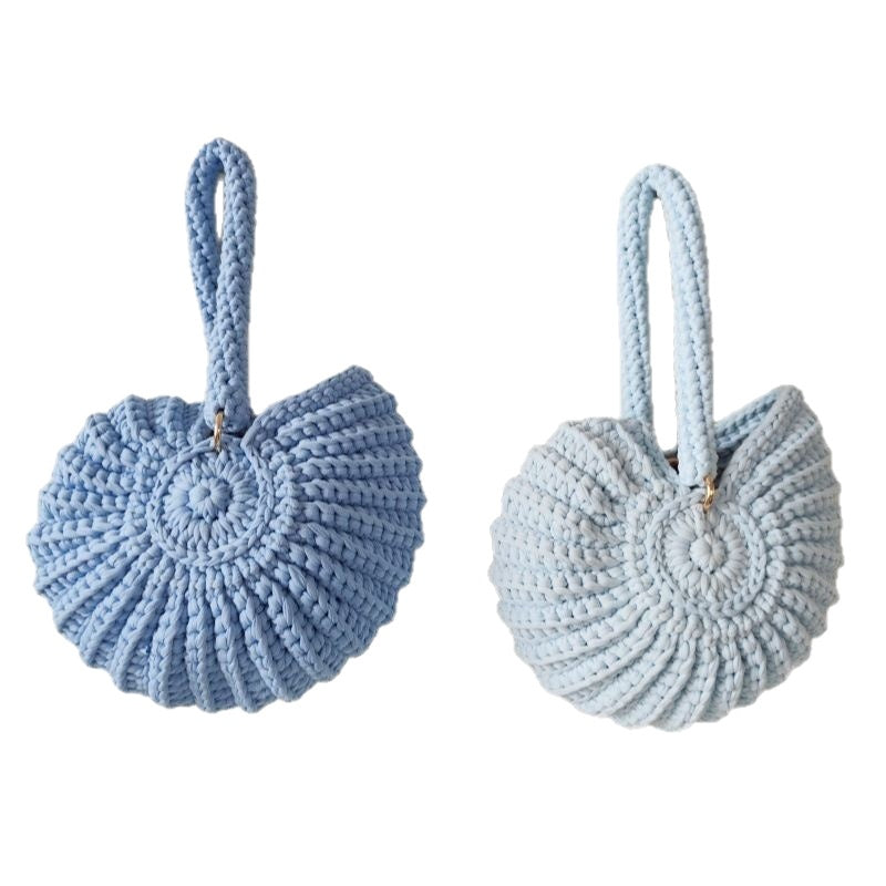 Handmade Woven Conch Shell Coin Purse | close up material texture