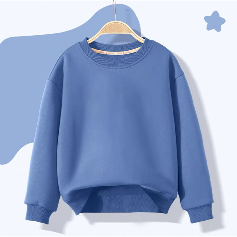Boys black crew neck sweatshirt with a smiley and Lucky slogan print shown on a plain background