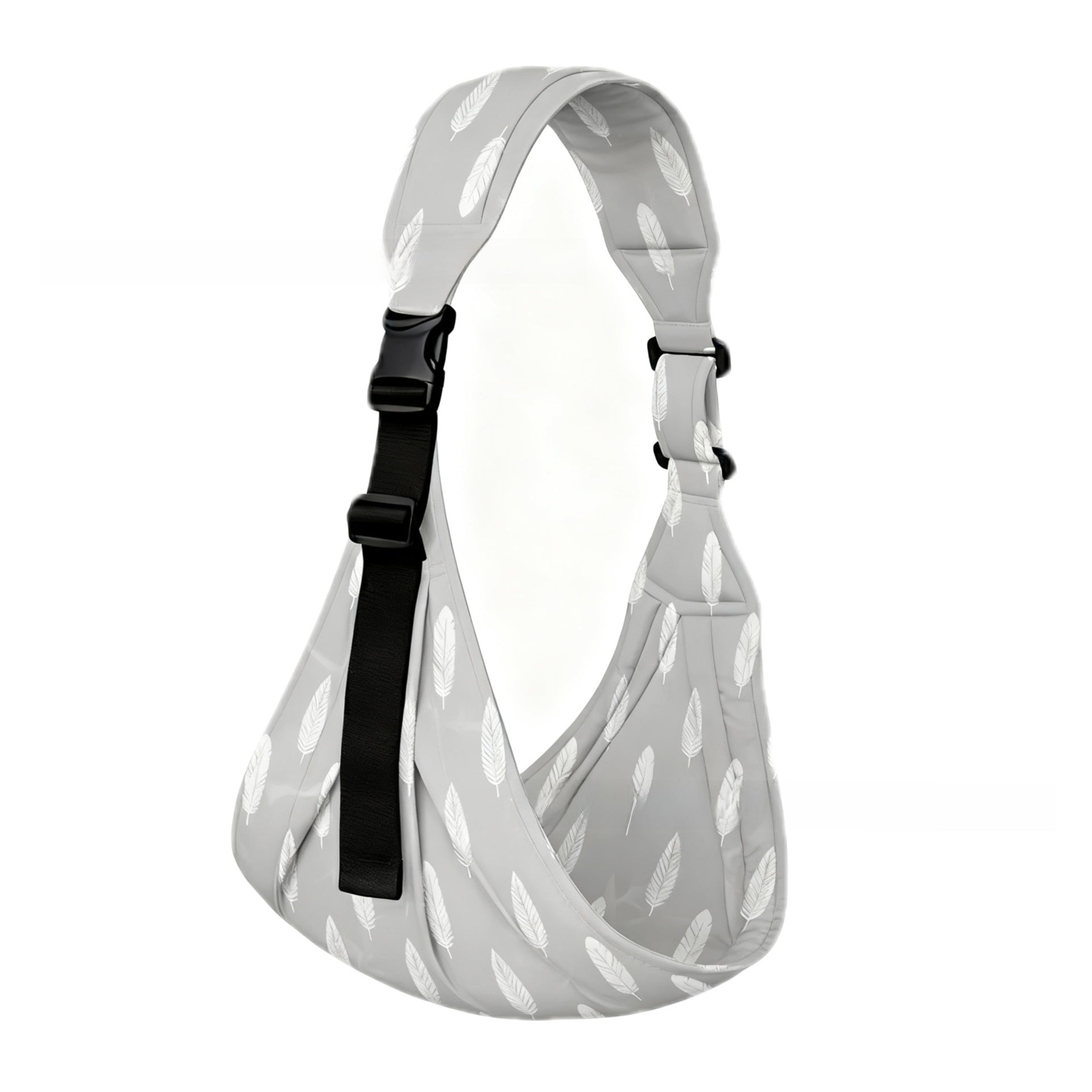 Detail of the leopard and zebra fabric prints on the baby sling carrier