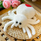 Black reversible spider plush with contrast heart and dark bead eyes