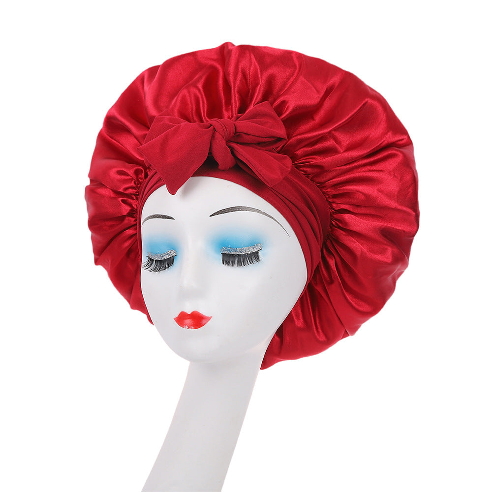 Satin Elastic Nightcap | close detail finishing touch