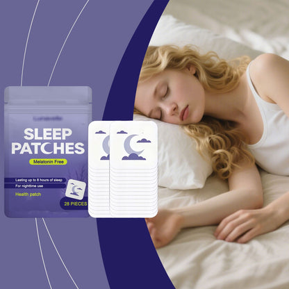 Lunavelle melatonin free sleep patches pouch beside a person asleep in bed