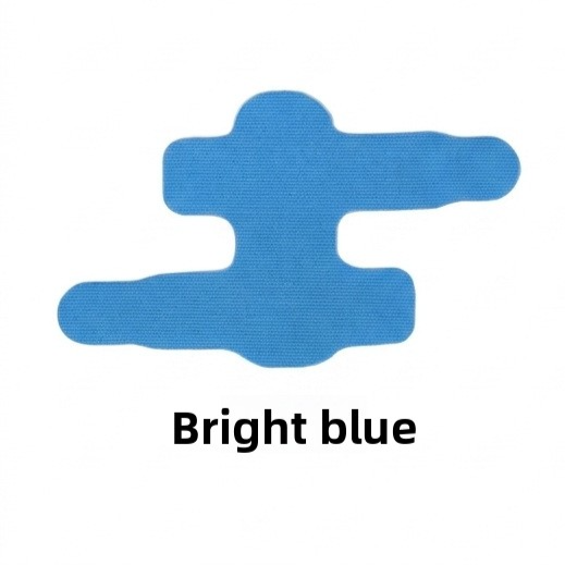 Single blue special shaped elastic cotton finger tape laid flat on a white background