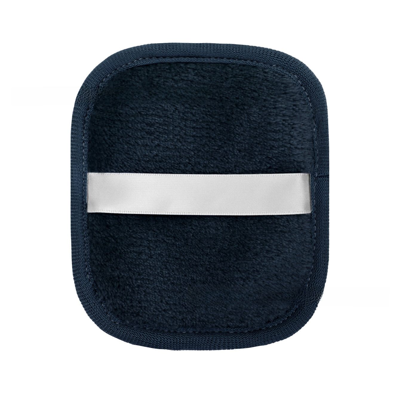 Soft plush reusable makeup remover pad with a satin back strap, single color option