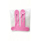 Pink pre-cut knee tape piece sealed in a clear polybag