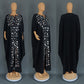 Black kaftan maxi dress with mirrored applique down the centre front, Black option photo
