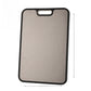 Detail of the brushed titanium finish and black TPR edge of the board