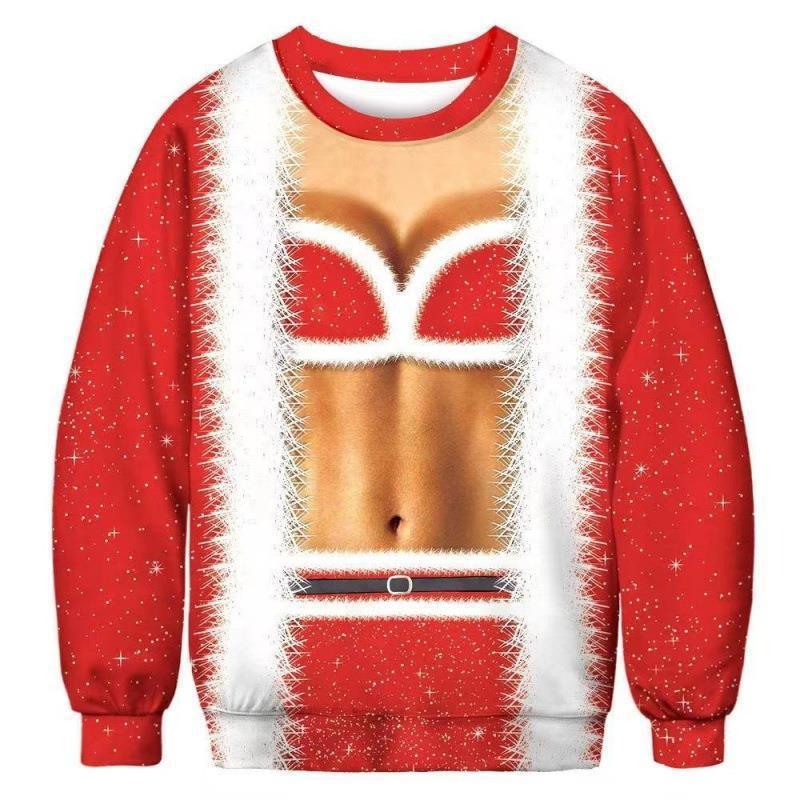 Long sleeve crewneck sweatshirt printed edge to edge with a comic costume style graphic