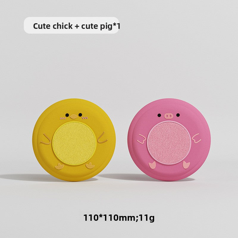 Chick and pig soft flying disc dog toys for outdoor fetch and training