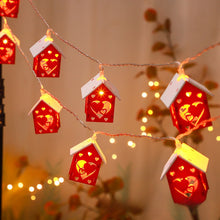 Christmas Wooden House LED String Lights, Battery or USB Powered