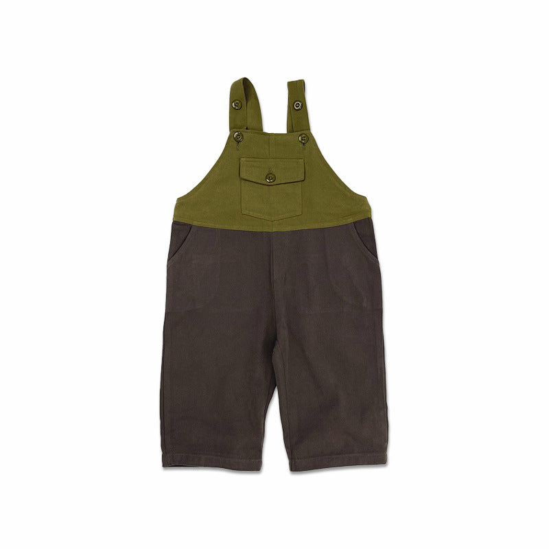 Children's Cotton Suspenders Overalls | lifestyle layered styling