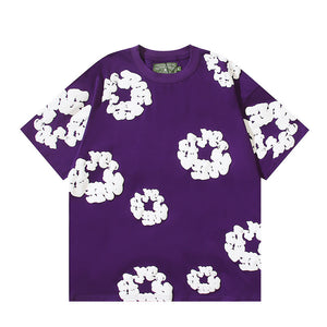 Front view of the short sleeve foam print tee from the two piece set
