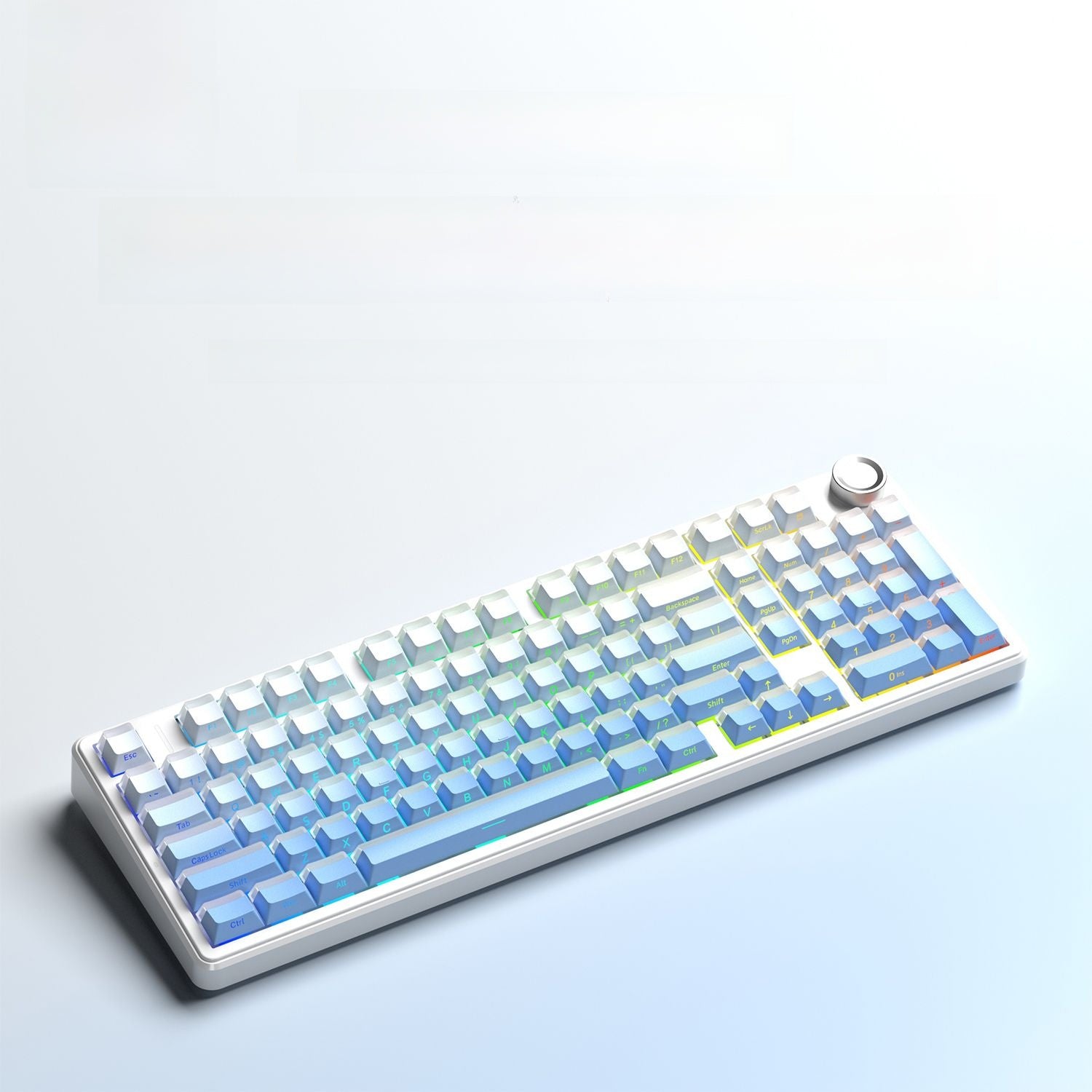 F99 keyboard shine-through blue caps with vivid per-key RGB and numpad
