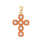 Silver tone cross pendant paved with clear cubic zirconia, close up detail