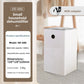 HD-68D dehumidifier specification panel with With adapter label and a white tower on a light background