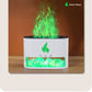 White flame effect aroma diffuser showing a green flame colour above the salt rock tray