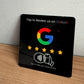 Acrylic NFC table sticker printed to tap a phone through to a Google review page