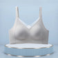 Seamless wireless vest bra wide comfort strap and V mesh panel front view