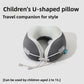 Dark gray and light gray U shaped neck pillow with front cord, children's size, cloth storage box option