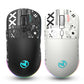 Black and white T90 gaming mice seen from above with RGB light rings and scorpion logos