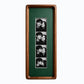 Black walnut photo strip frame with vintage green lining and an acrylic front, shown with four photos