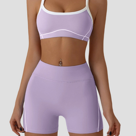 Womens Strappy Sports Bra and High Waisted Shorts Set