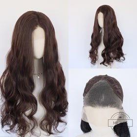 Synthetic 13x4 Lace Front Wig with Long Wavy Curls in Dark Brown, 26 Inch